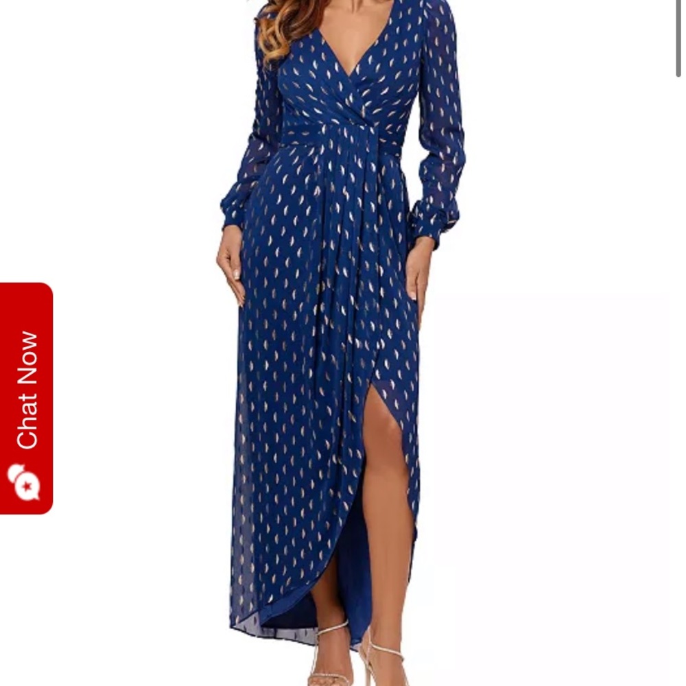 Betsey & Adam Printed Pleated Gown